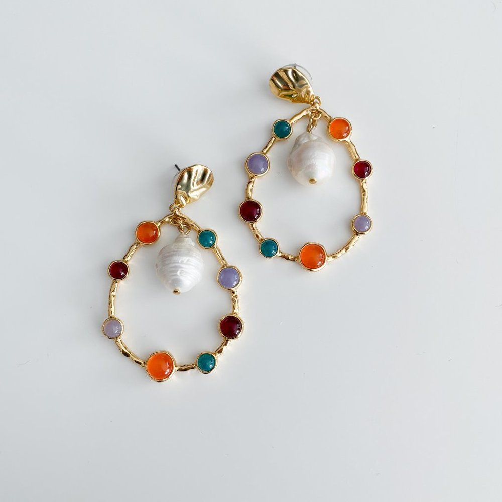 J. Crew Semi-precious Stone Statement Earrings (Multi Color)